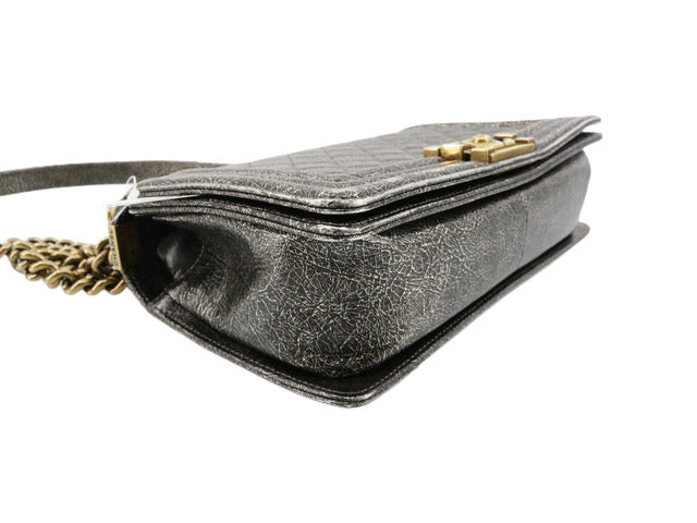 Chanel Cracked Metallic Calfskin Quilted Boy Bag
