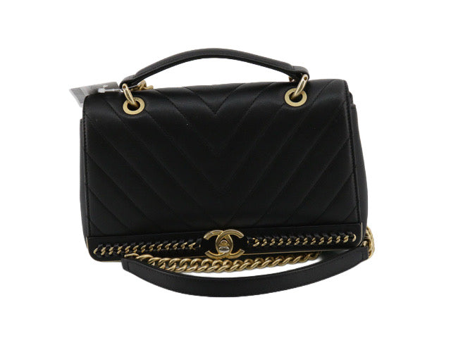 Chanel Black V stitched Women's shoulder Bag