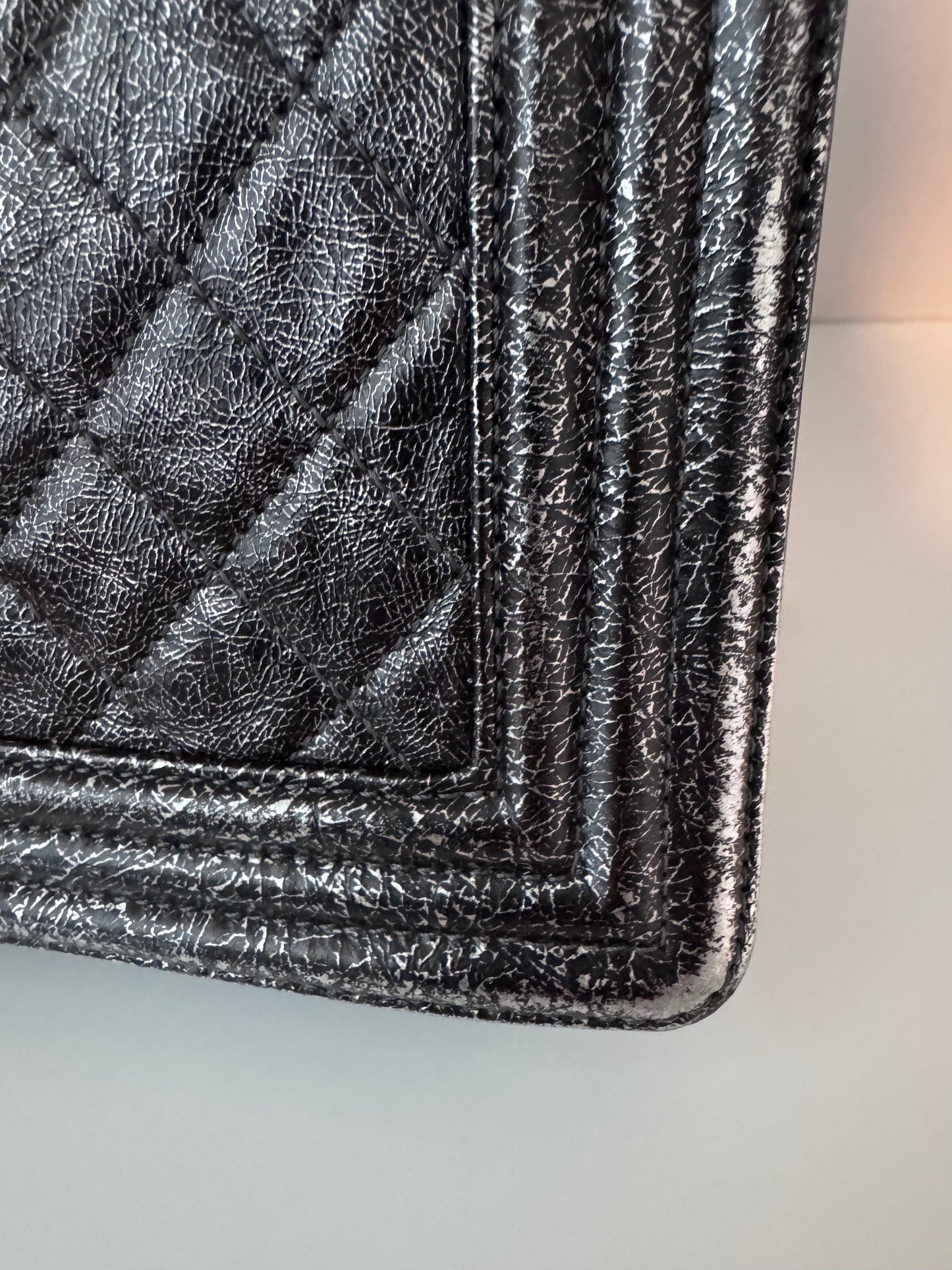Chanel Cracked Metallic Calfskin Quilted Boy Bag