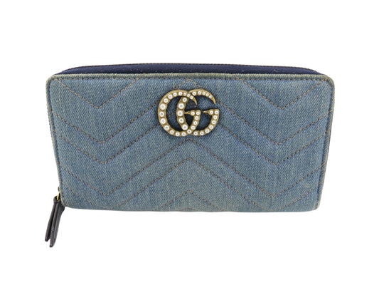 Gucci GG Marmont Denim pearl wallet