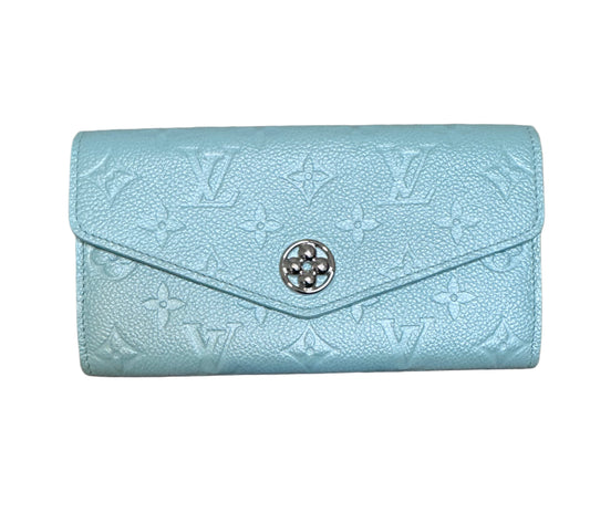 Louis Vuitton Monogram Empreinte Sarah Pearly Lagoon Turquoise Wallet