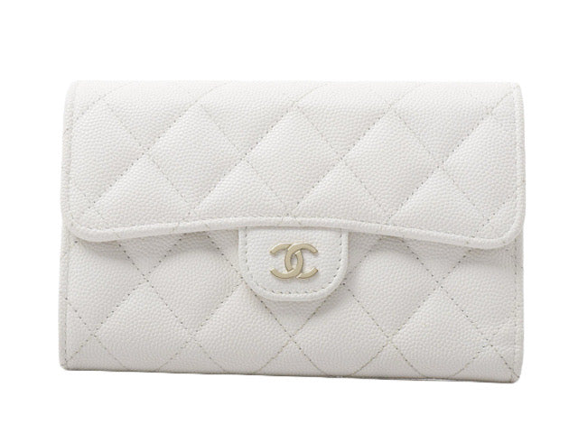 Chanel Caviar Quilted Medium Flap Wallet White