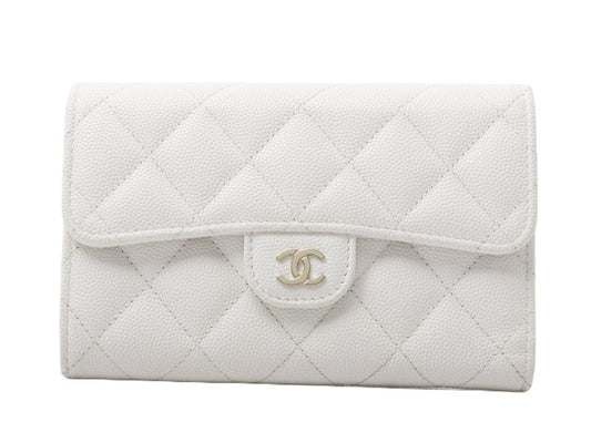 Chanel Caviar Quilted Medium Flap Wallet White