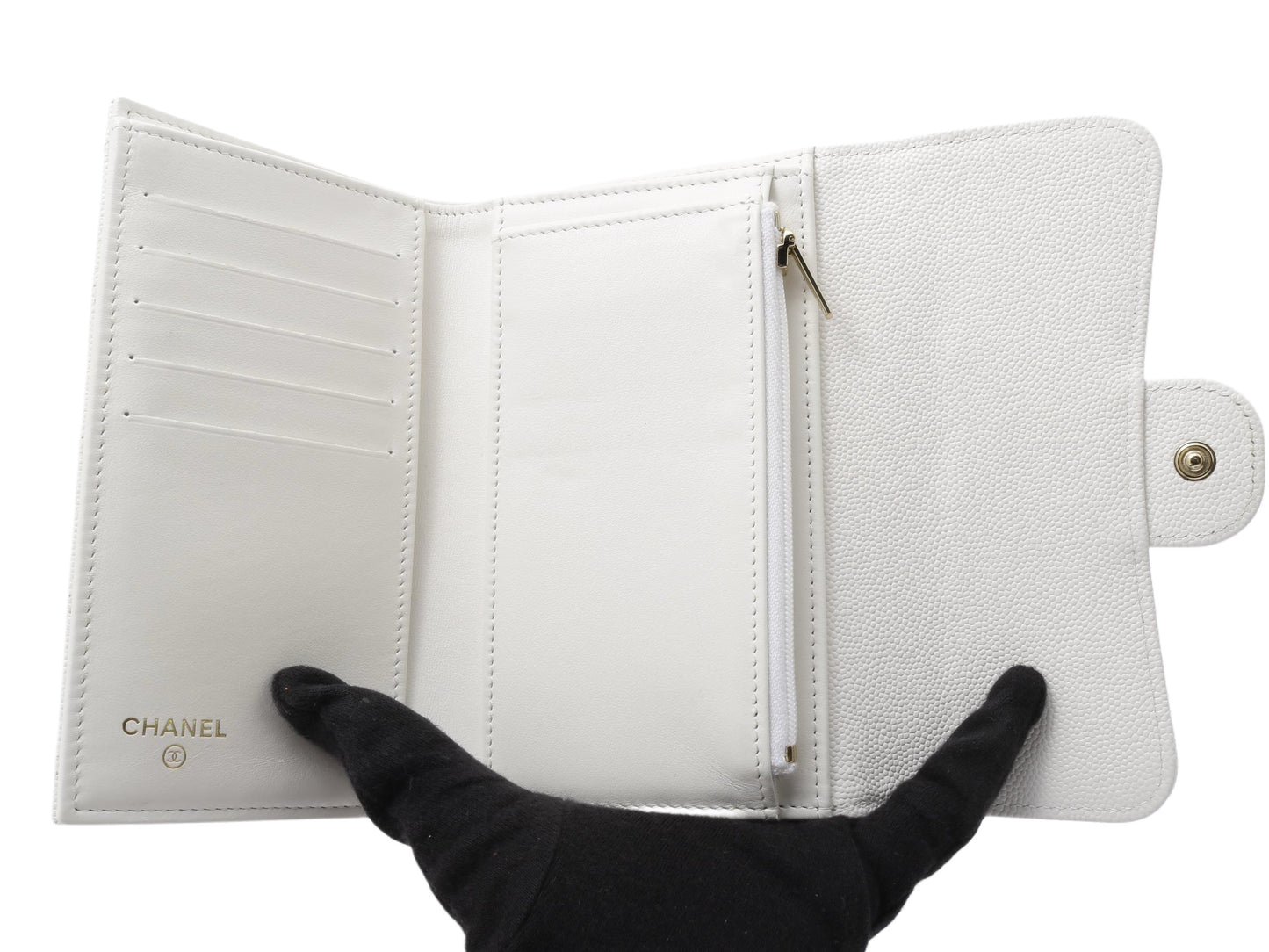Chanel Caviar Quilted Medium Flap Wallet White