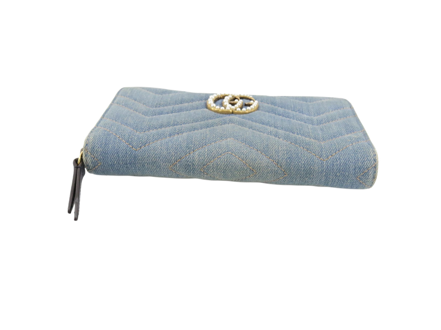 Gucci GG Marmont Denim pearl wallet
