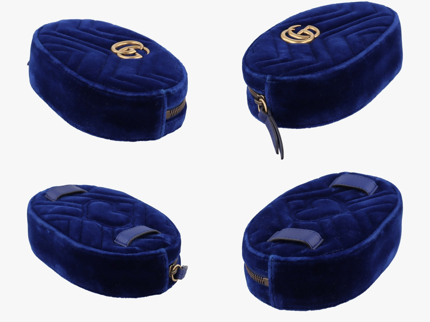 Gucci GG Marmont Blue Velour belt bag