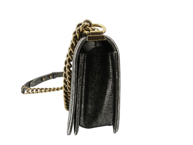 Chanel Cracked Metallic Calfskin Quilted Boy Bag