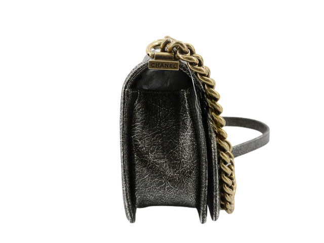 Chanel Cracked Metallic Calfskin Quilted Boy Bag